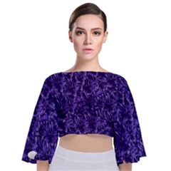 Pattern Color Ornament Tie Back Butterfly Sleeve Chiffon Top