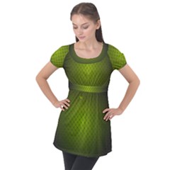 Hexagon Background Line Puff Sleeve Tunic Top by HermanTelo