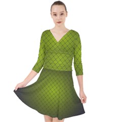 Hexagon Background Line Quarter Sleeve Front Wrap Dress