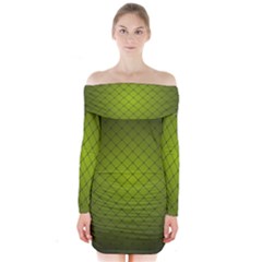 Hexagon Background Line Long Sleeve Off Shoulder Dress by HermanTelo