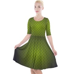 Hexagon Background Line Quarter Sleeve A-line Dress