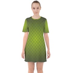 Hexagon Background Line Sixties Short Sleeve Mini Dress