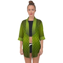 Hexagon Background Line Open Front Chiffon Kimono