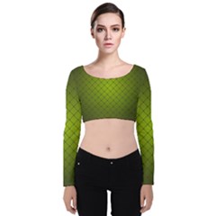 Hexagon Background Line Velvet Long Sleeve Crop Top