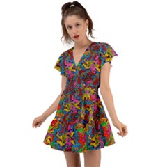 I 3 1 Flutter Sleeve Wrap Dress