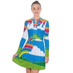 Natural Cloud Field Grass Long Sleeve Panel Dress by Pakrebo