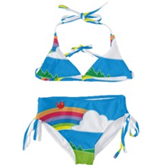 Natural Cloud Field Grass Kids  Classic Bikini Set by Pakrebo