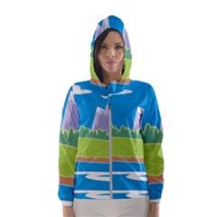 Nature Tree Water Grass Sun Women s Hooded Windbreaker by Pakrebo