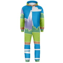 Nature Tree Water Grass Sun Hooded Jumpsuit (men)  by Pakrebo