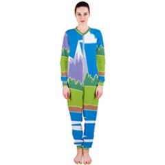 Nature Tree Water Grass Sun Onepiece Jumpsuit (ladies)  by Pakrebo