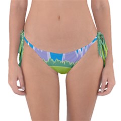 Nature Tree Water Grass Sun Reversible Bikini Bottom by Pakrebo