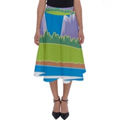 Nature Tree Water Grass Sun Perfect Length Midi Skirt by Pakrebo