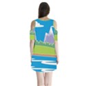 Nature Tree Water Grass Sun Shoulder Cutout Velvet One Piece View2