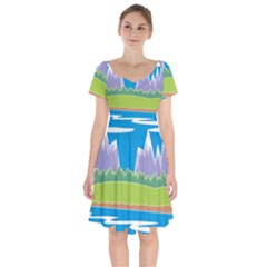 Nature Tree Water Grass Sun Short Sleeve Bardot Dress by Pakrebo