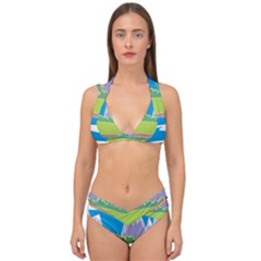 Nature Tree Water Grass Sun Double Strap Halter Bikini Set by Pakrebo