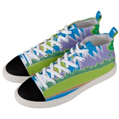 Nature Tree Water Grass Sun Men s Mid-top Canvas Sneakers by Pakrebo