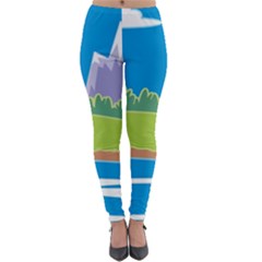 Nature Tree Water Grass Sun Lightweight Velour Leggings