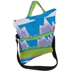 Nature Tree Water Grass Sun Fold Over Handle Tote Bag by Pakrebo