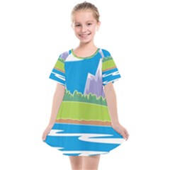 Nature Tree Water Grass Sun Kids  Smock Dress by Pakrebo