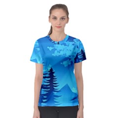 Forest Landscape Pine Trees Forest Women s Sport Mesh Tee