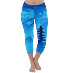 Forest Landscape Pine Trees Forest Capri Winter Leggings  by Pakrebo