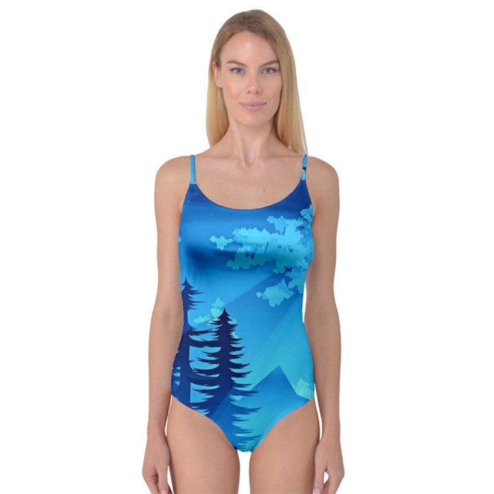 Forest Landscape Pine Trees Forest Camisole Leotard 