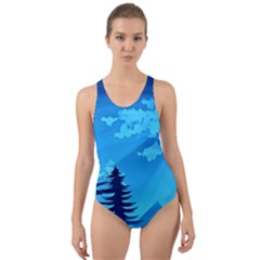 Forest Landscape Pine Trees Forest Cut-out Back One Piece Swimsuit by Pakrebo