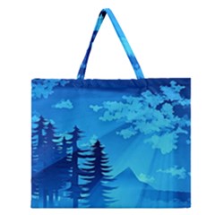 Forest Landscape Pine Trees Forest Zipper Large Tote Bag by Pakrebo