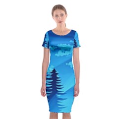 Forest Landscape Pine Trees Forest Classic Short Sleeve Midi Dress by Pakrebo