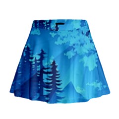 Forest Landscape Pine Trees Forest Mini Flare Skirt by Pakrebo