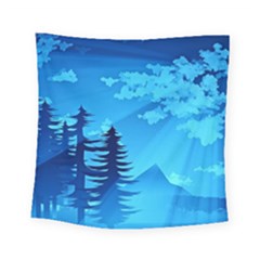 Forest Landscape Pine Trees Forest Square Tapestry (small) by Pakrebo