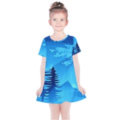 Forest Landscape Pine Trees Forest Kids  Simple Cotton Dress by Pakrebo