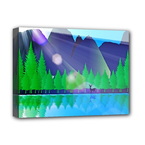 Forest Landscape Pine Trees Forest Deluxe Canvas 16  X 12  (stretched)  by Pakrebo