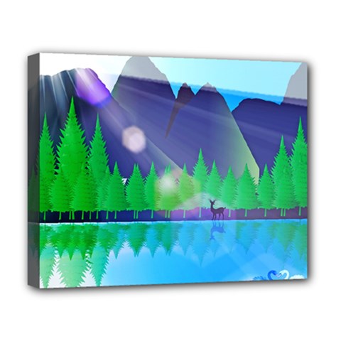 Forest Landscape Pine Trees Forest Deluxe Canvas 20  X 16  (stretched) by Pakrebo