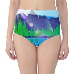 Forest Landscape Pine Trees Forest Classic High-waist Bikini Bottoms by Pakrebo