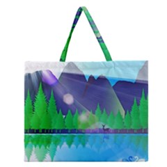 Forest Landscape Pine Trees Forest Zipper Large Tote Bag by Pakrebo