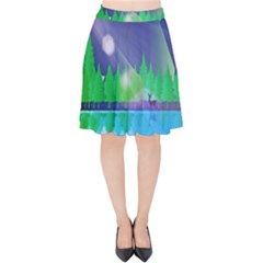 Forest Landscape Pine Trees Forest Velvet High Waist Skirt by Pakrebo