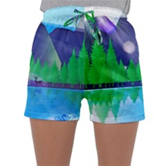 Forest Landscape Pine Trees Forest Sleepwear Shorts