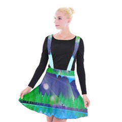 Forest Landscape Pine Trees Forest Suspender Skater Skirt by Pakrebo