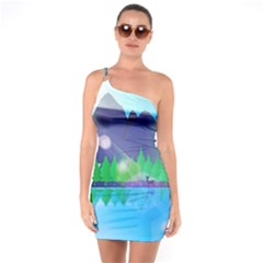 Forest Landscape Pine Trees Forest One Soulder Bodycon Dress by Pakrebo