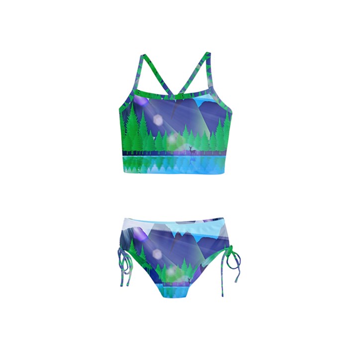 Forest Landscape Pine Trees Forest Girls  Tankini Swimsuit