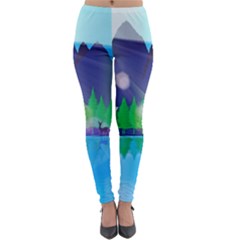 Forest Landscape Pine Trees Forest Lightweight Velour Leggings by Pakrebo