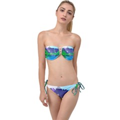 Forest Landscape Pine Trees Forest Twist Bandeau Bikini Set by Pakrebo