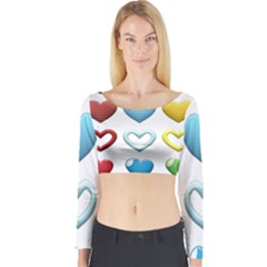 Puffy Hearts Heart Clipart Hearts Long Sleeve Crop Top by Pakrebo