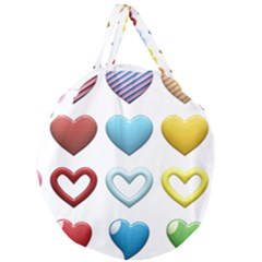 Puffy Hearts Heart Clipart Hearts Giant Round Zipper Tote by Pakrebo