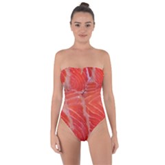 Food Fish Red Trout Salty Natural Tie Back One Piece Swimsuit by Pakrebo