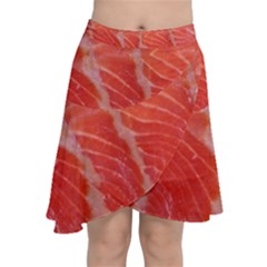 Food Fish Red Trout Salty Natural Chiffon Wrap Front Skirt by Pakrebo