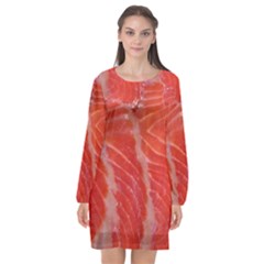 Food Fish Red Trout Salty Natural Long Sleeve Chiffon Shift Dress  by Pakrebo