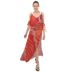 Food Fish Red Trout Salty Natural Maxi Chiffon Cover Up Dress by Pakrebo