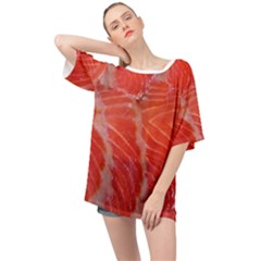 Food Fish Red Trout Salty Natural Oversized Chiffon Top